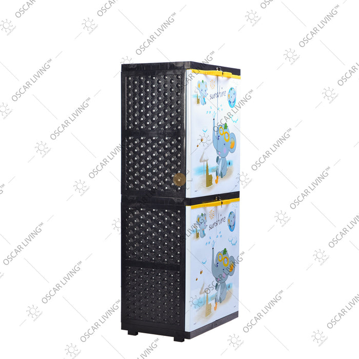 LEMARI PLASTIK - PLASTIC WARDROBE Lemari Plastik Sinbak Rak 4 Susun Motif Gajah | Plastic Wardrobe SINBAK OSCARLIVING