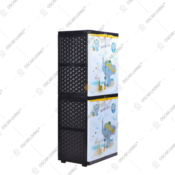 LEMARI PLASTIK - PLASTIC WARDROBE Lemari Plastik Sinbak Rak 4 Susun Motif Gajah | Plastic Wardrobe SINBAK OSCARLIVING
