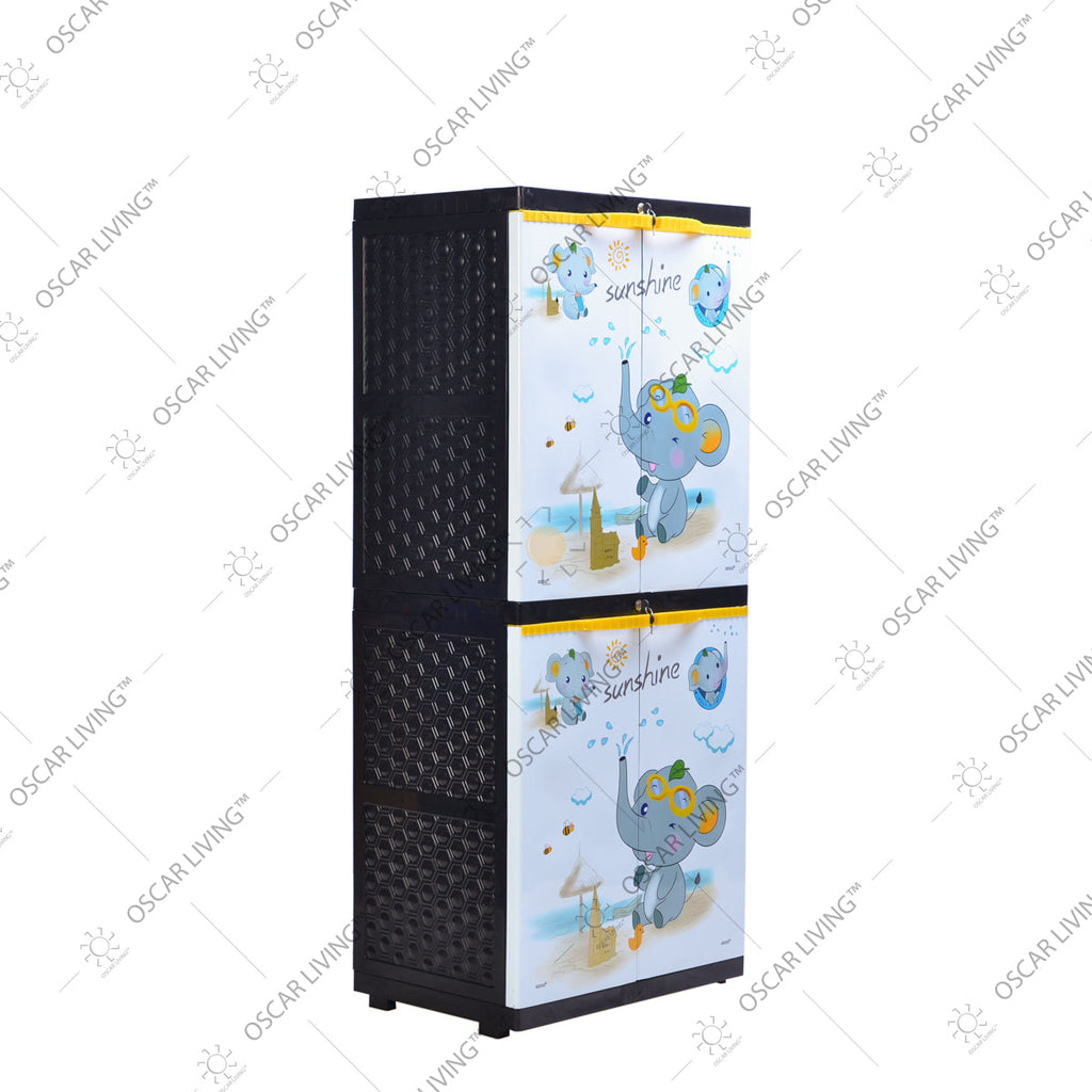 LEMARI PLASTIK - PLASTIC WARDROBE Lemari Plastik Sinbak Rak 4 Susun Motif Gajah | Plastic Wardrobe SINBAK OSCARLIVING
