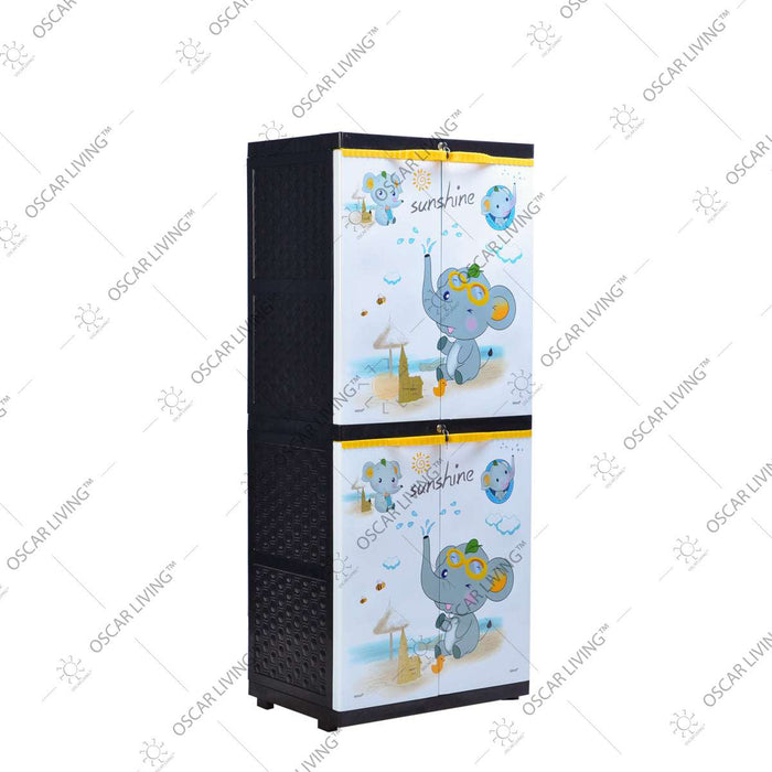LEMARI PLASTIK - PLASTIC WARDROBE Lemari Plastik Sinbak Rak 4 Susun Motif Gajah | Plastic Wardrobe SINBAK OSCARLIVING