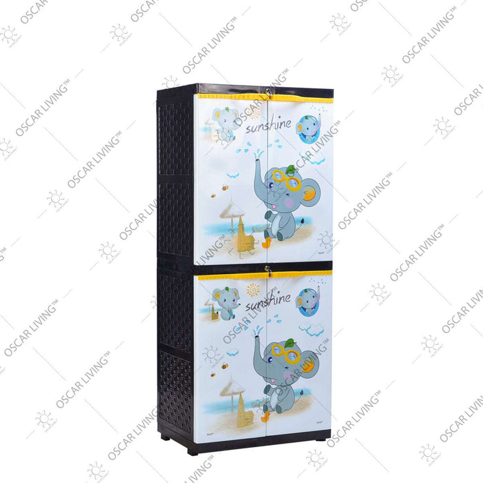LEMARI PLASTIK - PLASTIC WARDROBE Lemari Plastik Sinbak Rak 4 Susun Motif Gajah | Plastic Wardrobe SINBAK OSCARLIVING