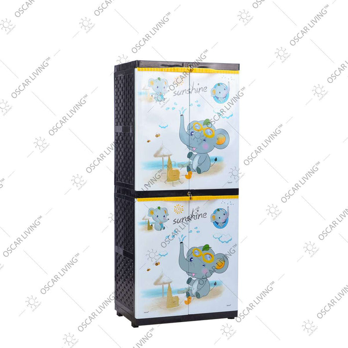 LEMARI PLASTIK - PLASTIC WARDROBE Lemari Plastik Sinbak Rak 4 Susun Motif Gajah | Plastic Wardrobe SINBAK OSCARLIVING