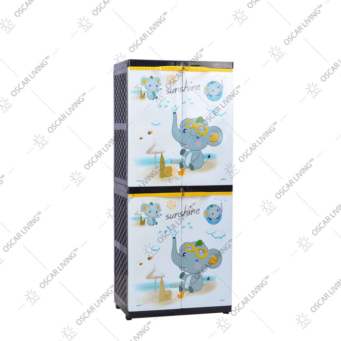 LEMARI PLASTIK - PLASTIC WARDROBE Lemari Plastik Sinbak Rak 4 Susun Motif Gajah | Plastic Wardrobe SINBAK OSCARLIVING