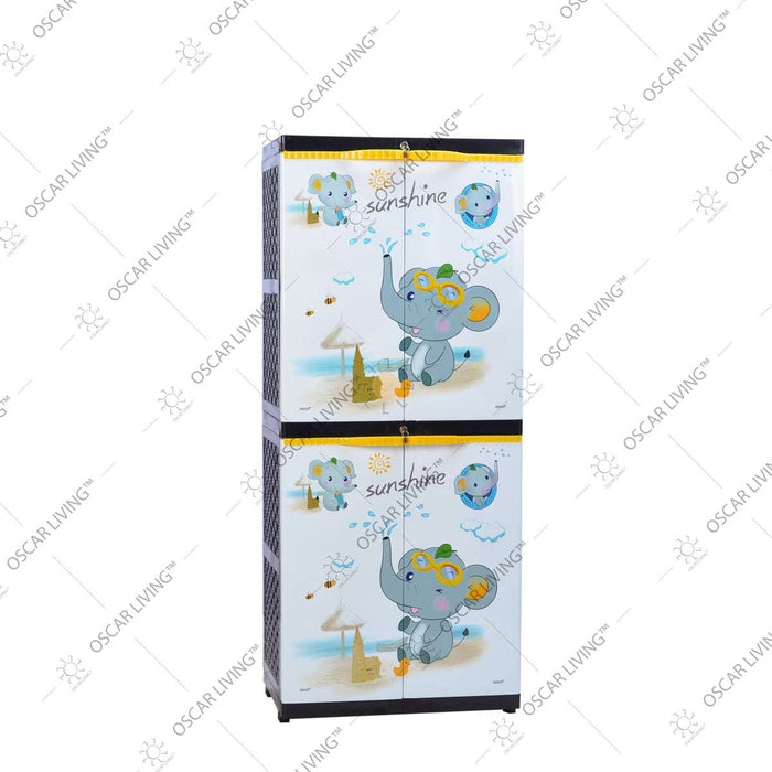 LEMARI PLASTIK - PLASTIC WARDROBE Lemari Plastik Sinbak Rak 4 Susun Motif Gajah | Plastic Wardrobe SINBAK OSCARLIVING