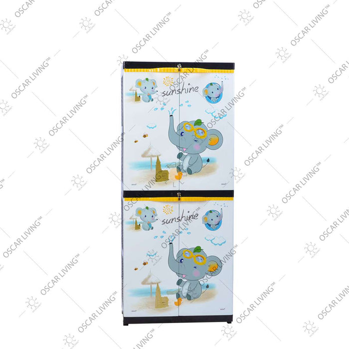 LEMARI PLASTIK - PLASTIC WARDROBE Lemari Plastik Sinbak Rak 4 Susun Motif Gajah | Plastic Wardrobe SINBAK OSCARLIVING