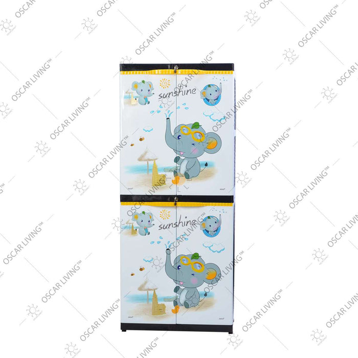 LEMARI PLASTIK - PLASTIC WARDROBE Lemari Plastik Sinbak Rak 4 Susun Motif Gajah | Plastic Wardrobe SINBAK OSCARLIVING