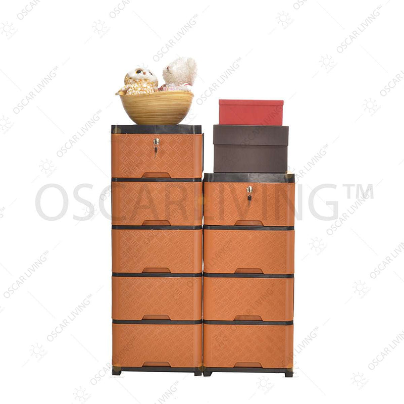 LEMARI PLASTIK - PLASTIC WARDROBE Lemari Plastik Miami Laci Milaci Motif Rattan MIAMI OSCARLIVING