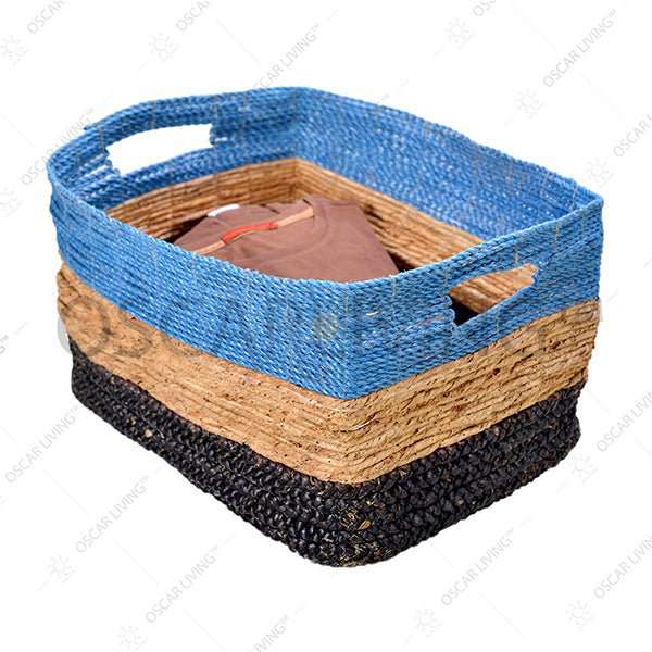 KERANJANG ANYAM Keranjang Anyam Kombinasi Rafia Dengan Pegangan Samping OLIV OLIV OSCARLIVING