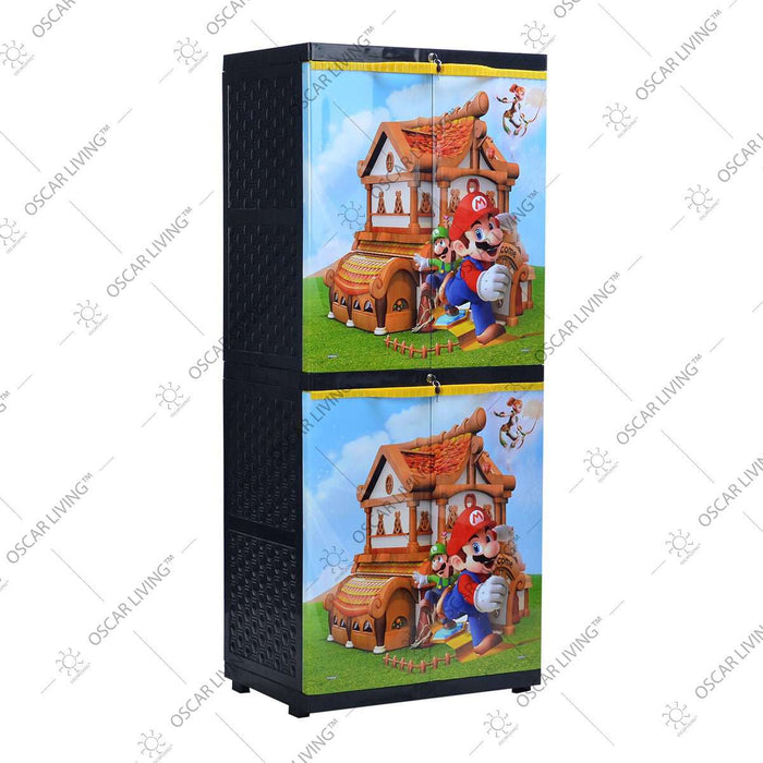 LEMARI PLASTIK - PLASTIC WARDROBE Lemari Plastik Sinbak Rak 4 Susun Motif Mario | Plastic Wardrobe SINBAK OSCARLIVING