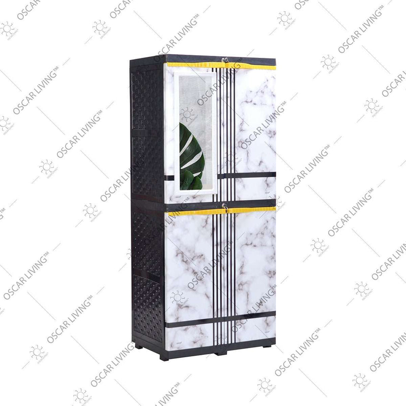 LEMARI PLASTIK - PLASTIC WARDROBE Lemari Plastik Sinbak Rak 4 Susun Motif | Plastic Wardrobe SINBAK OSCARLIVING