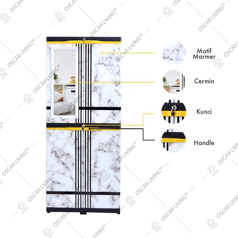 LEMARI PLASTIK - PLASTIC WARDROBE Lemari Plastik Sinbak Rak 4 Susun Motif | Plastic Wardrobe SINBAK OSCARLIVING