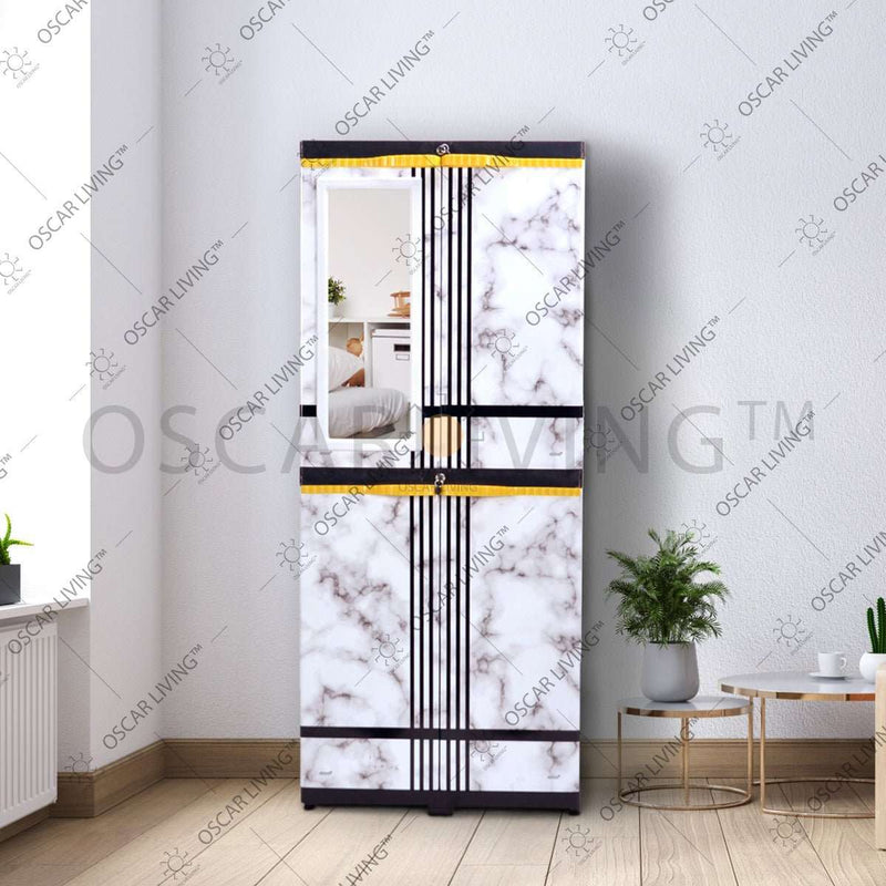 LEMARI PLASTIK - PLASTIC WARDROBE Lemari Plastik Sinbak Rak 4 Susun Motif | Plastic Wardrobe SINBAK OSCARLIVING