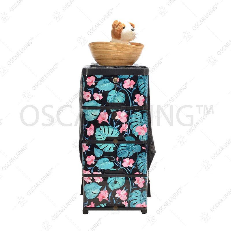 LEMARI PLASTIK - PLASTIC WARDROBE Lemari Plastik Laci Miami Milaci Motif Leaf MIAMI OSCARLIVING