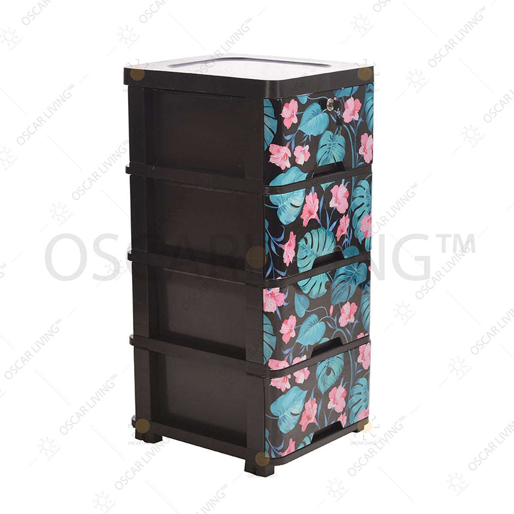 LEMARI PLASTIK - PLASTIC WARDROBE Lemari Plastik Laci Miami Milaci Motif Leaf MIAMI OSCARLIVING