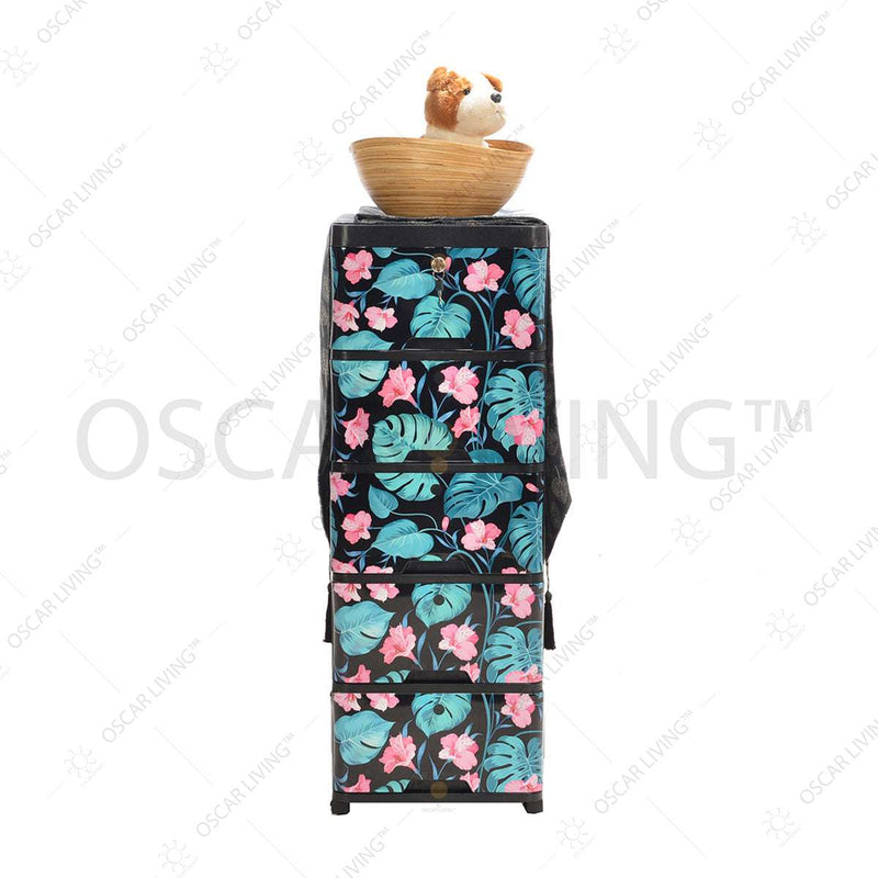 LEMARI PLASTIK - PLASTIC WARDROBE Lemari Plastik Laci Miami Milaci Motif Leaf MIAMI OSCARLIVING