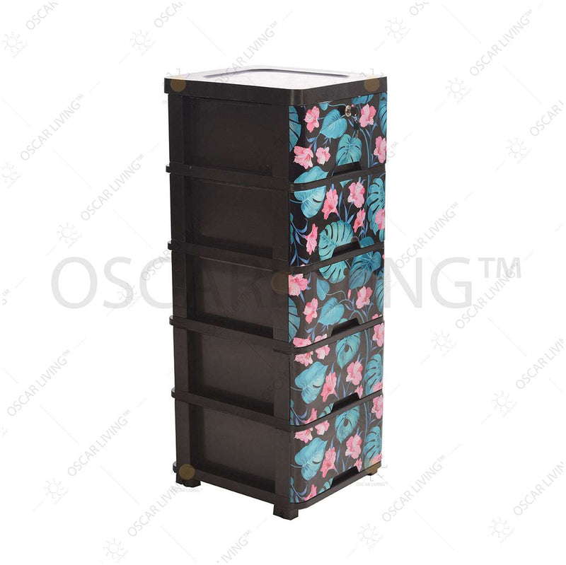 LEMARI PLASTIK - PLASTIC WARDROBE Lemari Plastik Laci Miami Milaci Motif Leaf MIAMI OSCARLIVING