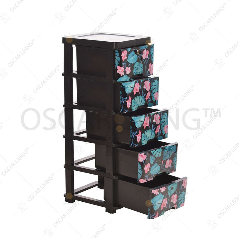 LEMARI PLASTIK - PLASTIC WARDROBE Lemari Plastik Laci Miami Milaci Motif Leaf MIAMI OSCARLIVING