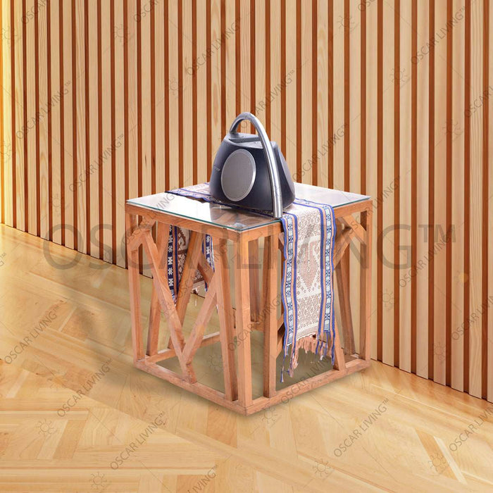 Meja Serbaguna Meja Sudut Kayu Jati Natural OLIV Hasibuan Zigzag OLIV OSCARLIVING