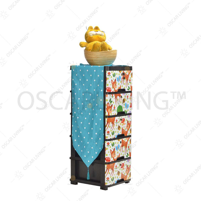 LEMARI PLASTIK - PLASTIC WARDROBE Lemari Plastik Miami Laci Milaci Motif Deer | Plastic Drawer MIAMI OSCARLIVING
