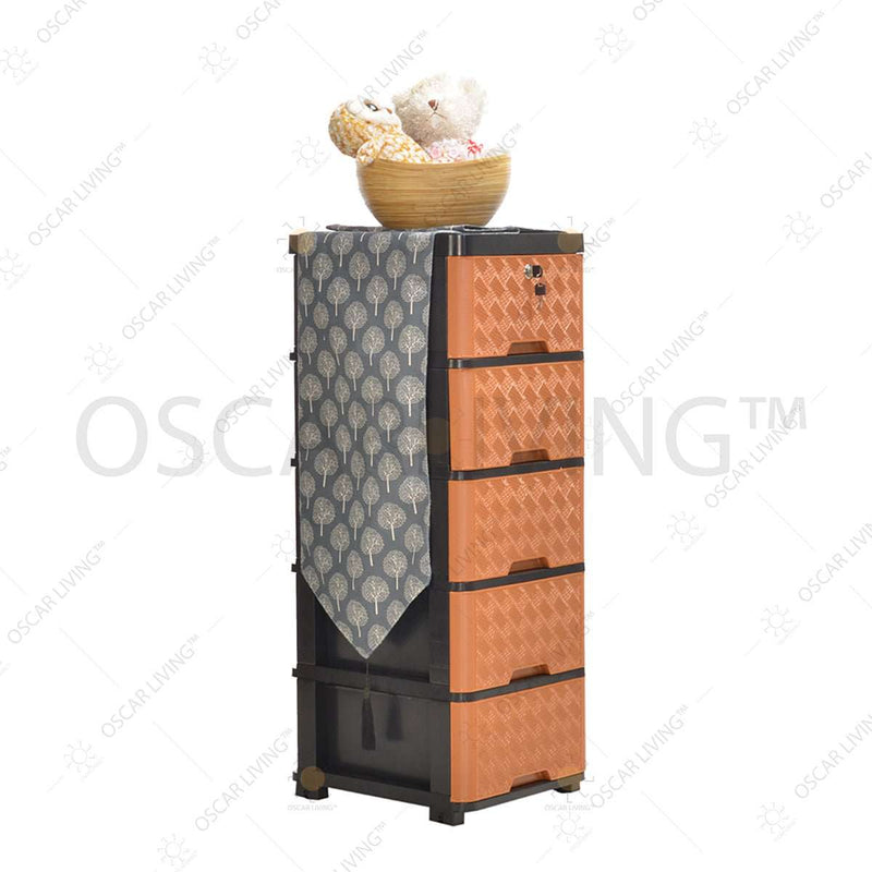 LEMARI PLASTIK - PLASTIC WARDROBE Lemari Plastik Miami Laci Milaci Motif Rattan MIAMI OSCARLIVING