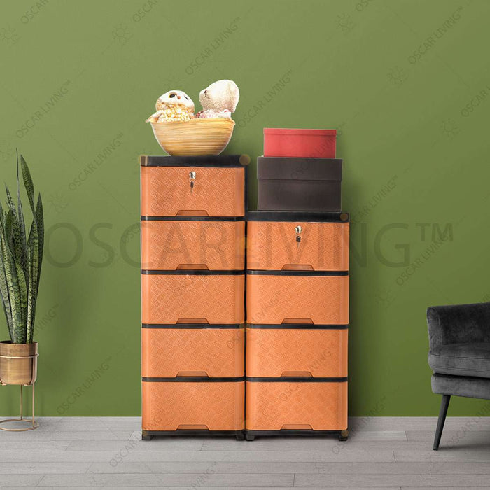 LEMARI PLASTIK - PLASTIC WARDROBE Lemari Plastik Miami Laci Milaci Motif Rattan MIAMI OSCARLIVING