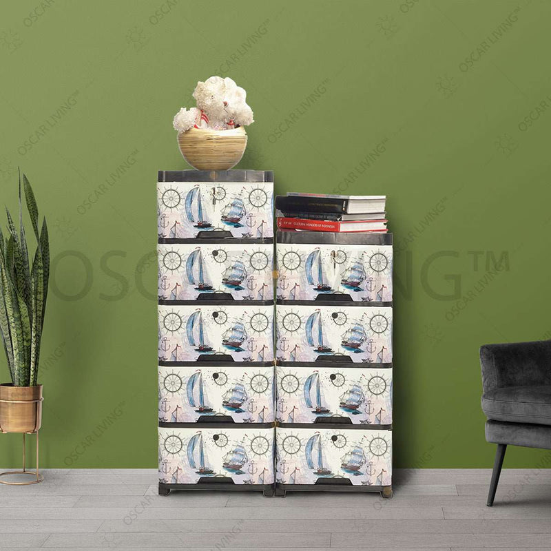 LEMARI PLASTIK - PLASTIC WARDROBE Lemari Plastik Miami Laci Milaci Motif Pirates | Plastic Drawer MIAMI OSCARLIVING