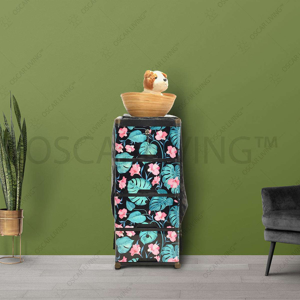 LEMARI PLASTIK - PLASTIC WARDROBE Lemari Plastik Laci Miami Milaci Motif Leaf MIAMI OSCARLIVING