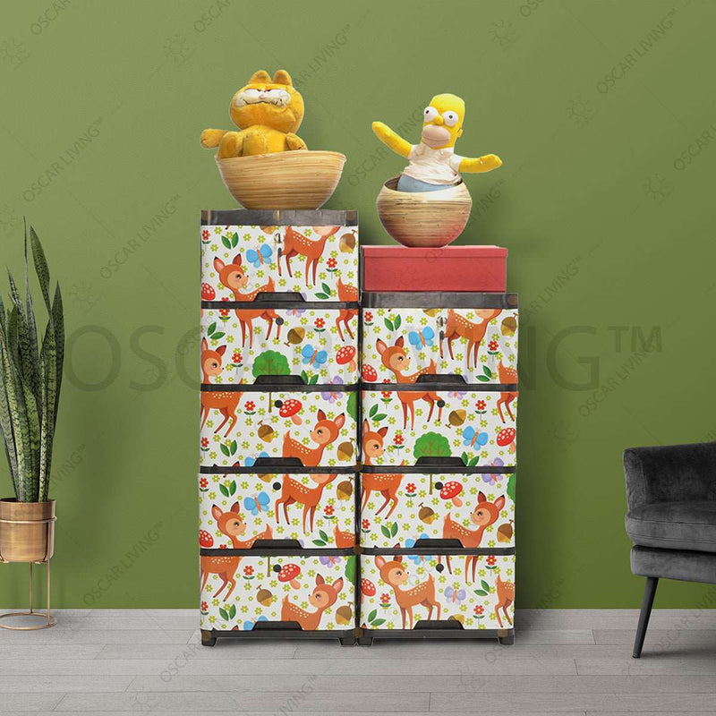 LEMARI PLASTIK - PLASTIC WARDROBE Lemari Plastik Miami Laci Milaci Motif Deer | Plastic Drawer MIAMI OSCARLIVING