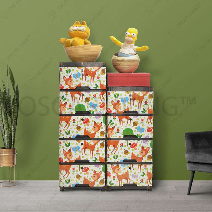 LEMARI PLASTIK - PLASTIC WARDROBE Lemari Plastik Miami Laci Milaci Motif Deer | Plastic Drawer MIAMI OSCARLIVING