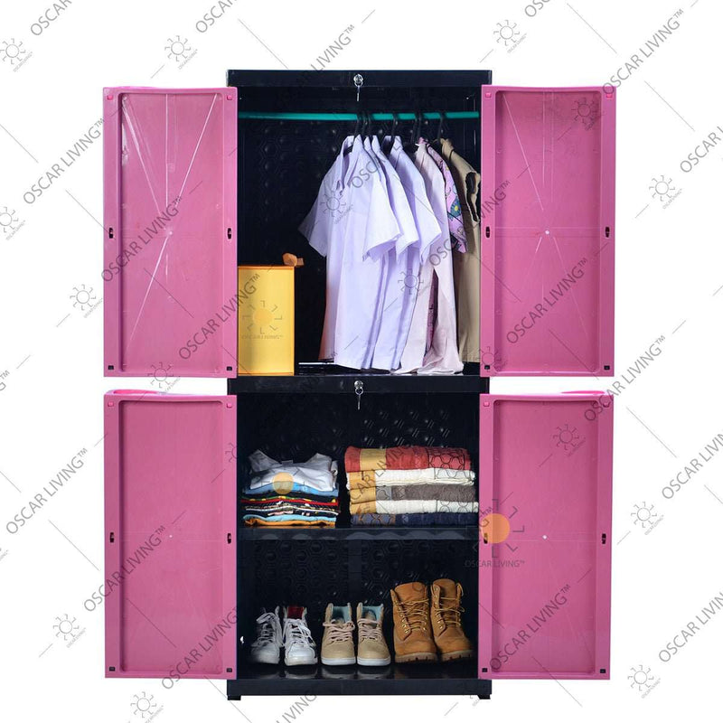 LEMARI PLASTIK - PLASTIC WARDROBE Lemari Plastik Sinbak Rak 4 Susun Motif | Plastic Wardrobe SINBAK OSCARLIVING
