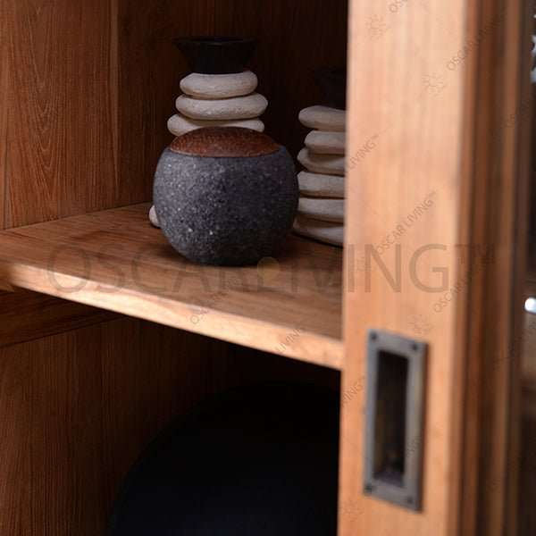 Bookself Rak Buku Jati OLIV RBS Hasibuan pintu geser | Bookshelf OLIV OSCARLIVING