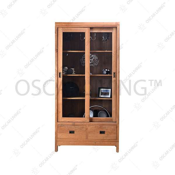 Bookself Rak Buku Jati OLIV RBS Hasibuan pintu geser | Bookshelf OLIV OSCARLIVING