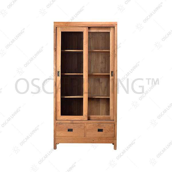 Bookself Rak Buku Jati OLIV RBS Hasibuan pintu geser | Bookshelf OLIV OSCARLIVING