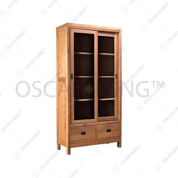 Bookself Rak Buku Jati OLIV RBS Hasibuan pintu geser | Bookshelf OLIV OSCARLIVING