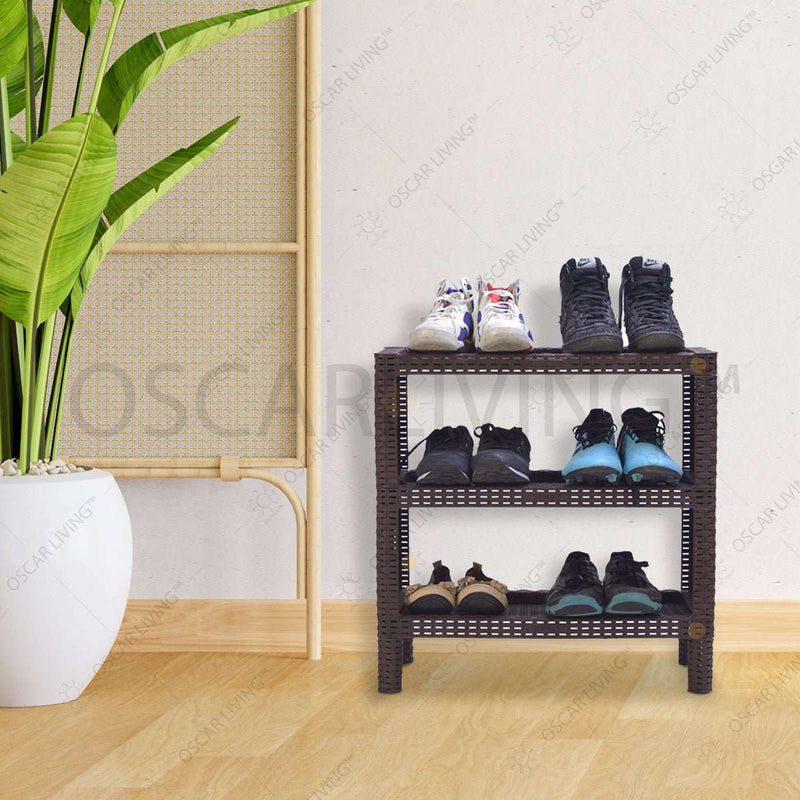 Rak sepatu Plastik Rak Sepatu Plastik Motif Rotan Tabitha TABITHA OSCARLIVING