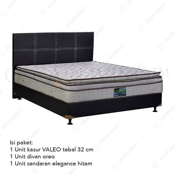 KASUR - SPRINGBED Kasur Springbed Valeo SuperKoil PlushTop PillowTop HB Elegance | Fullset Oreo VALEO OSCARLIVING