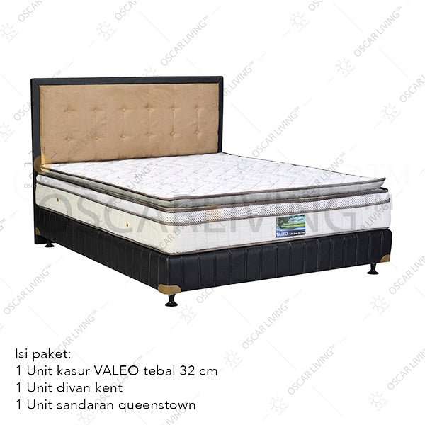 KASUR - SPRINGBED Kasur Springbed Valeo SuperKoil PlushTop PillowTop HB Queenstown | Fullset Kent VALEO OSCARLIVING