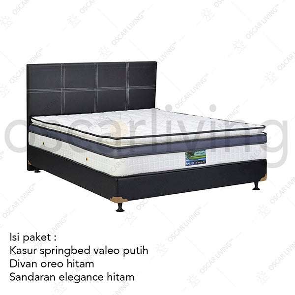 KASUR - SPRINGBED Kasur Springbed Valeo SuperKoil PlushTop PillowTop HB Elegance | Fullset Oreo VALEO OSCARLIVING